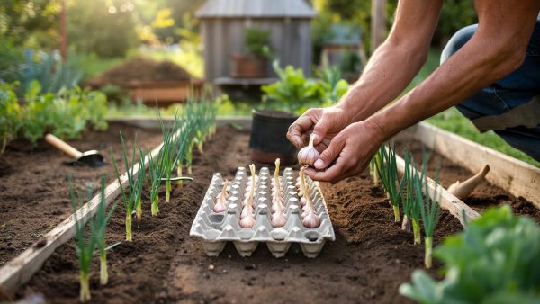 Genialer Garten-Hack: Mit Eierkartons immer perfekten Knoblauch-Abstand setzen